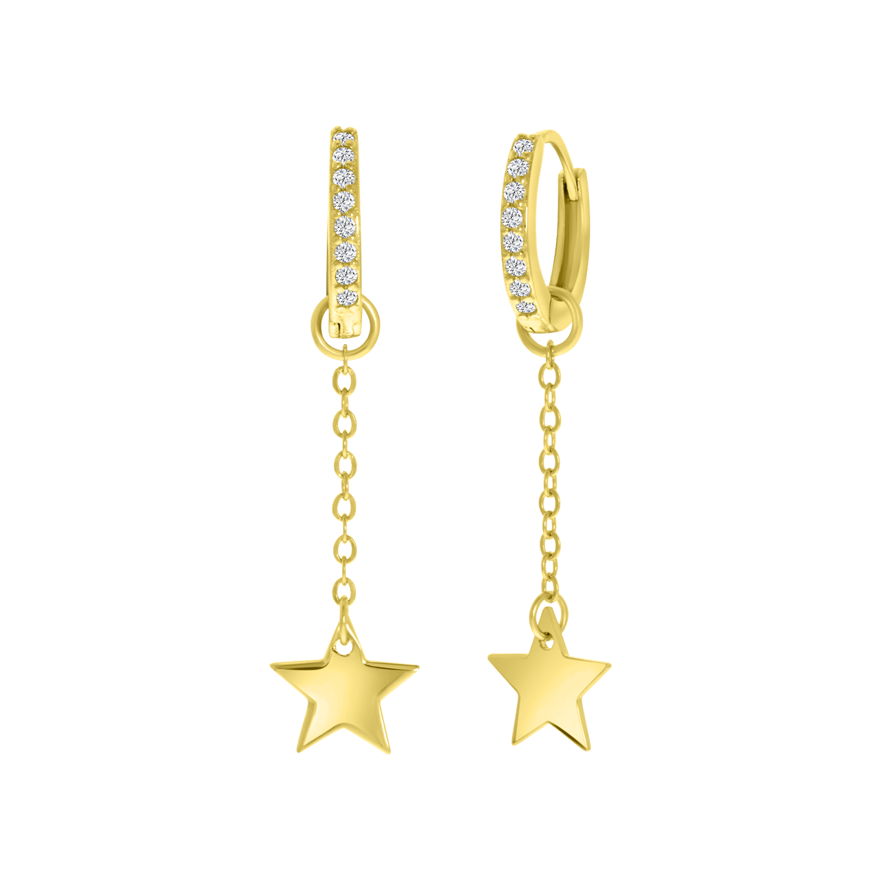 Zilveren goldplated oorringen ster met zirkonia voor dames