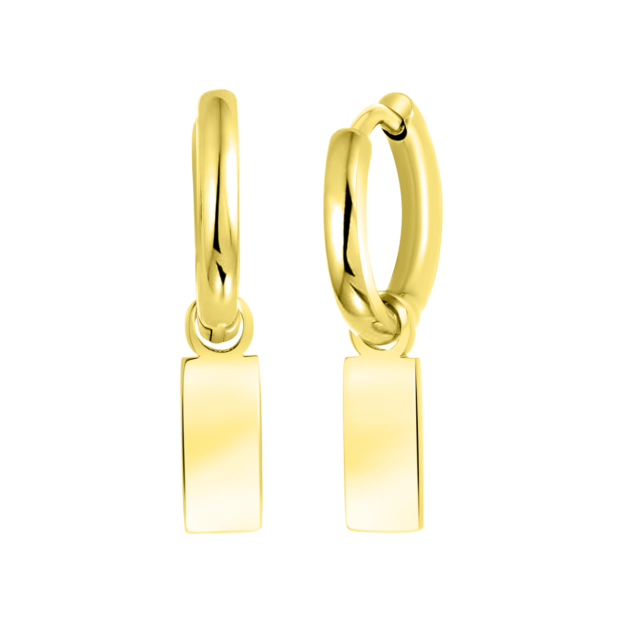 Stalen oorringen goldplated met hanger bar