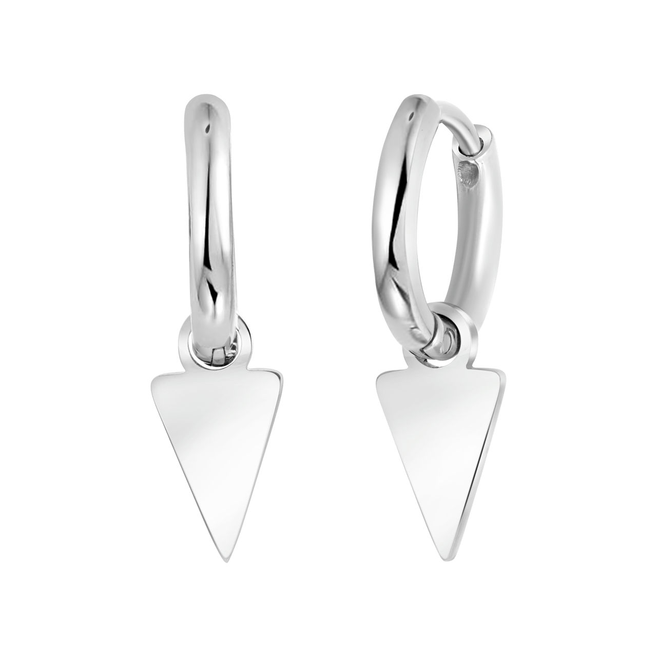 Stainless steel oorringen met hanger driehoek