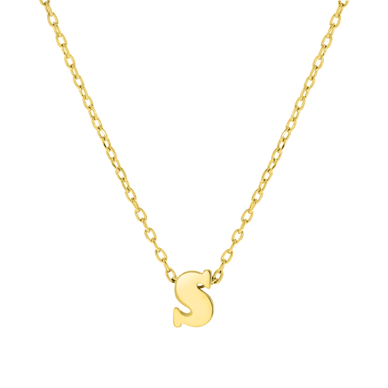 Stainless steel ketting goldplated met hanger letter