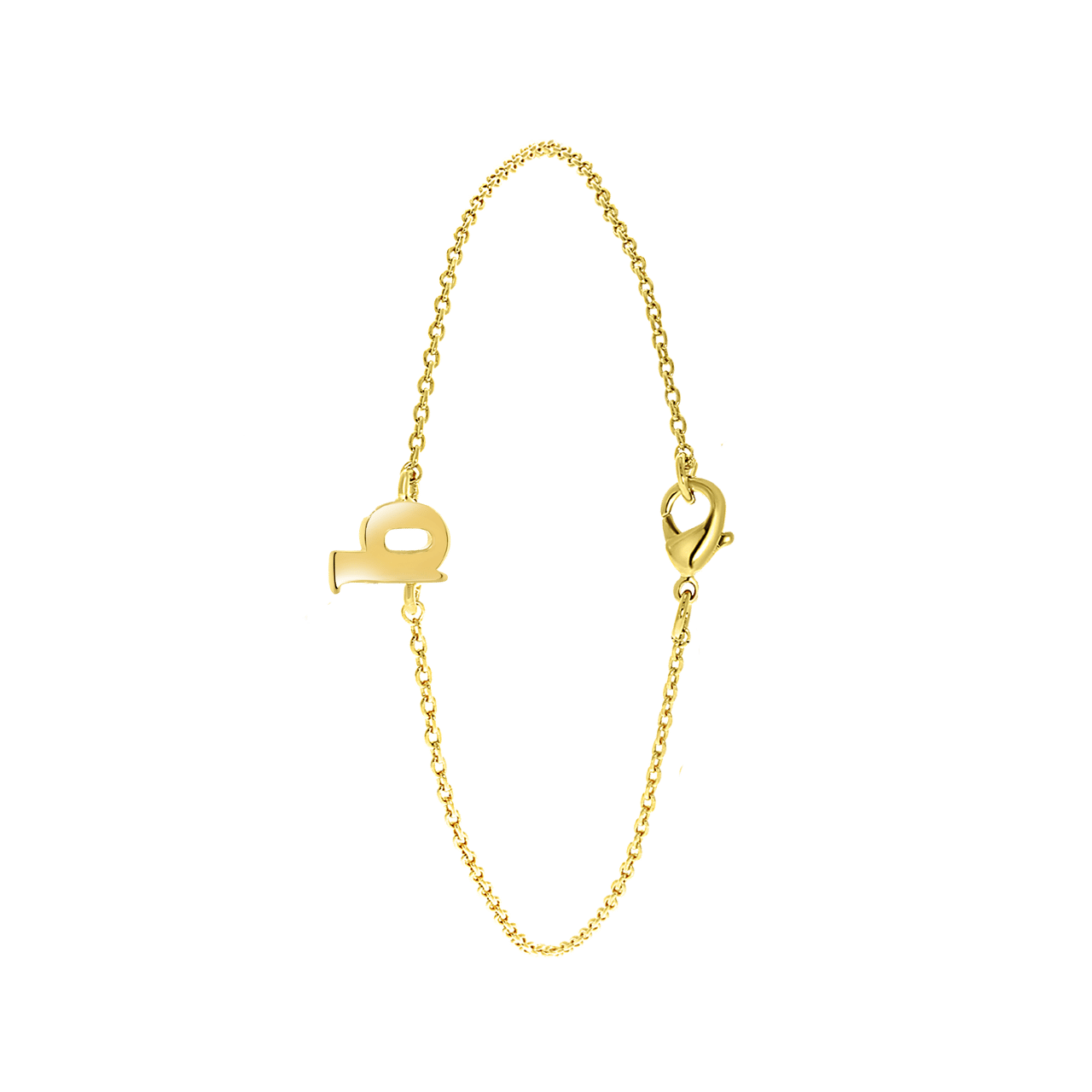 Stainless steel armband goldplated met letter