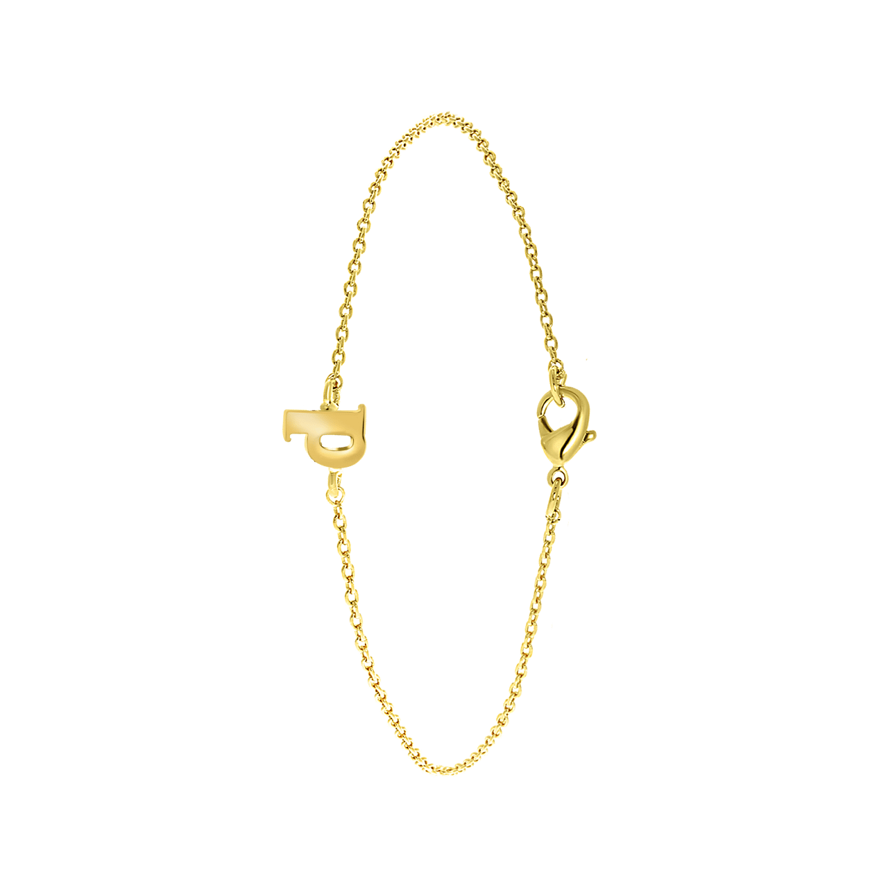 Stainless steel goldplated fantasiearmband met letterhanger voor dames