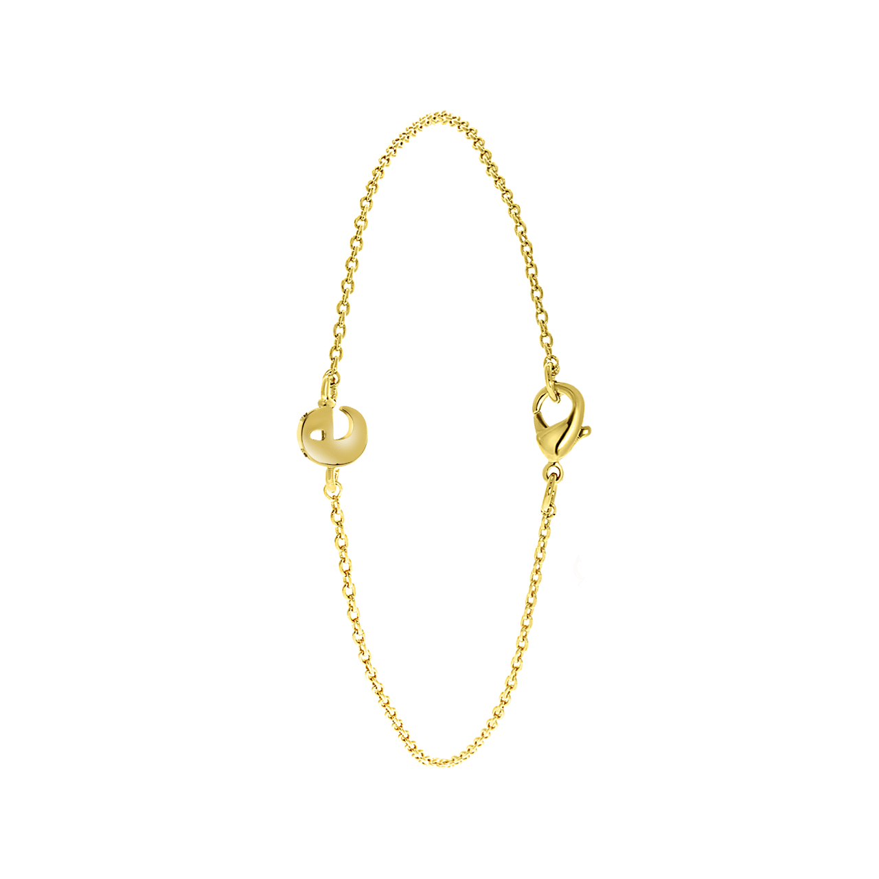 Stainless steel goldplated fantasiearmband met letterhanger voor dames