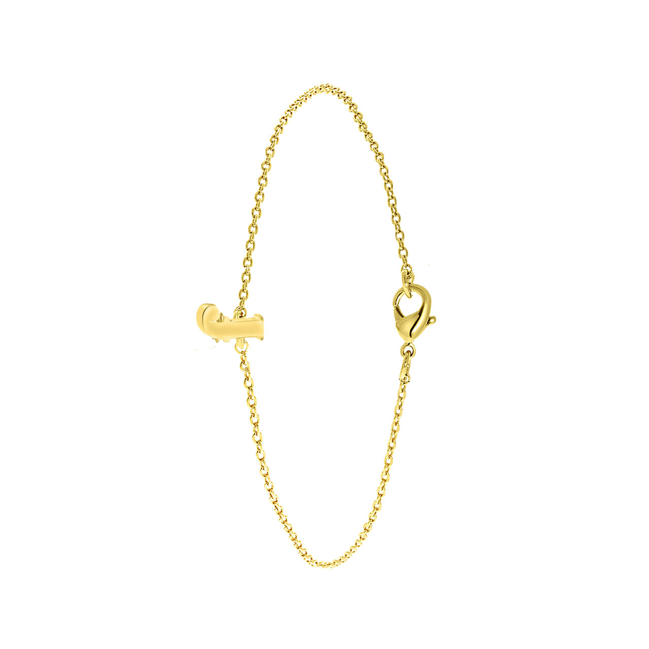 Stainless steel goldplated fantasiearmband met letterhanger voor dames