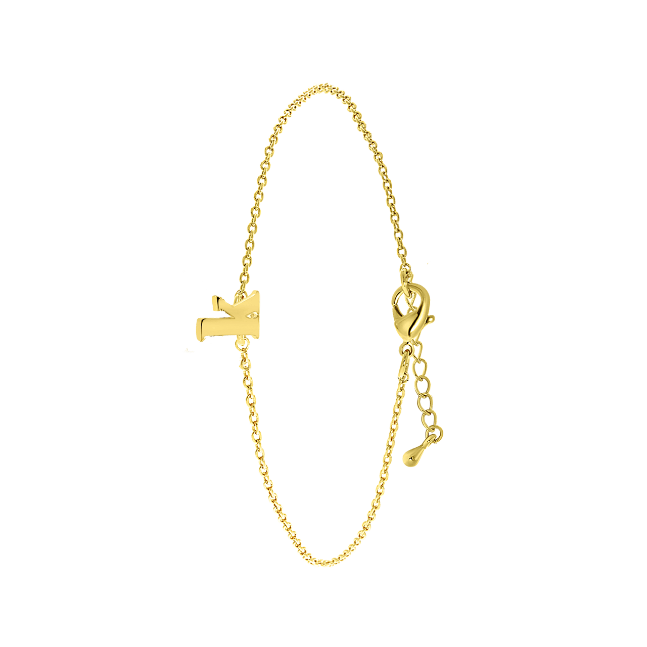 Stalen goldplated fantasiearmband met letterhanger voor dames