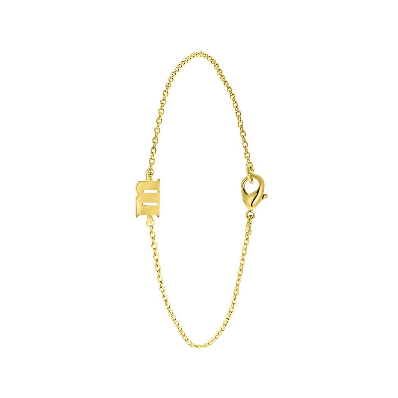 Stalen goldplated fantasiearmband met letterhanger voor dames
