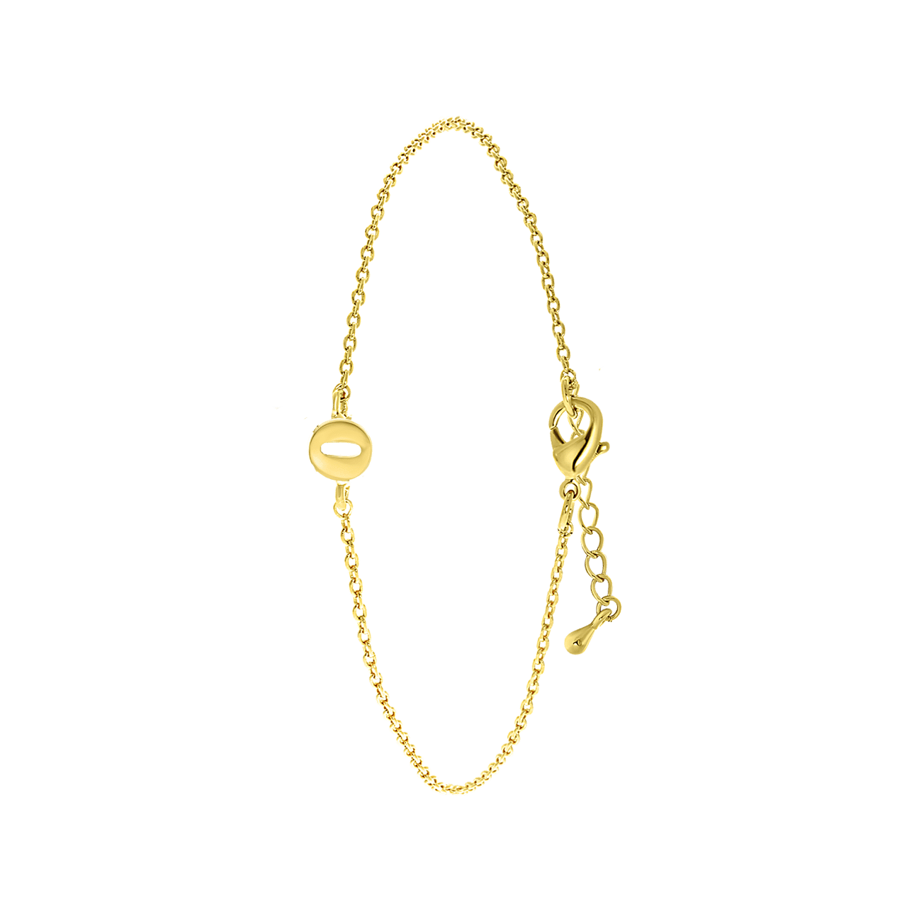 Stainless steel goldplated fantasiearmband met letterhanger voor dames