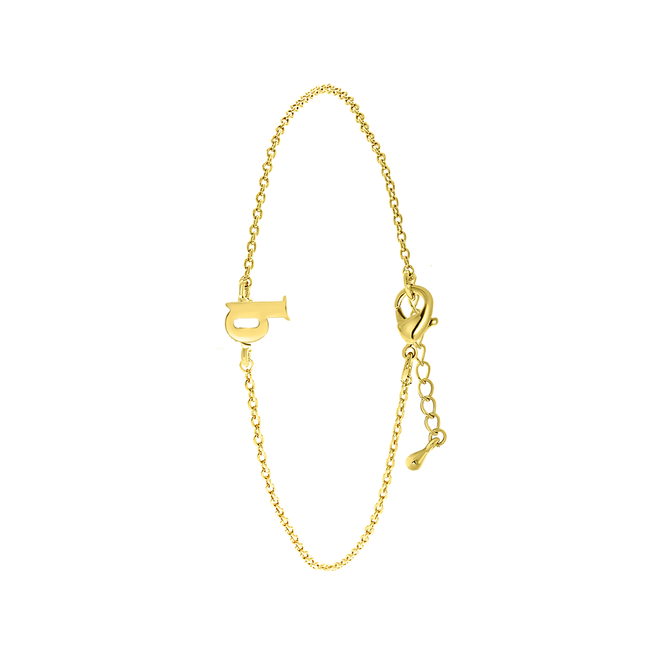 Stainless steel goldplated fantasiearmband met letterhanger voor dames