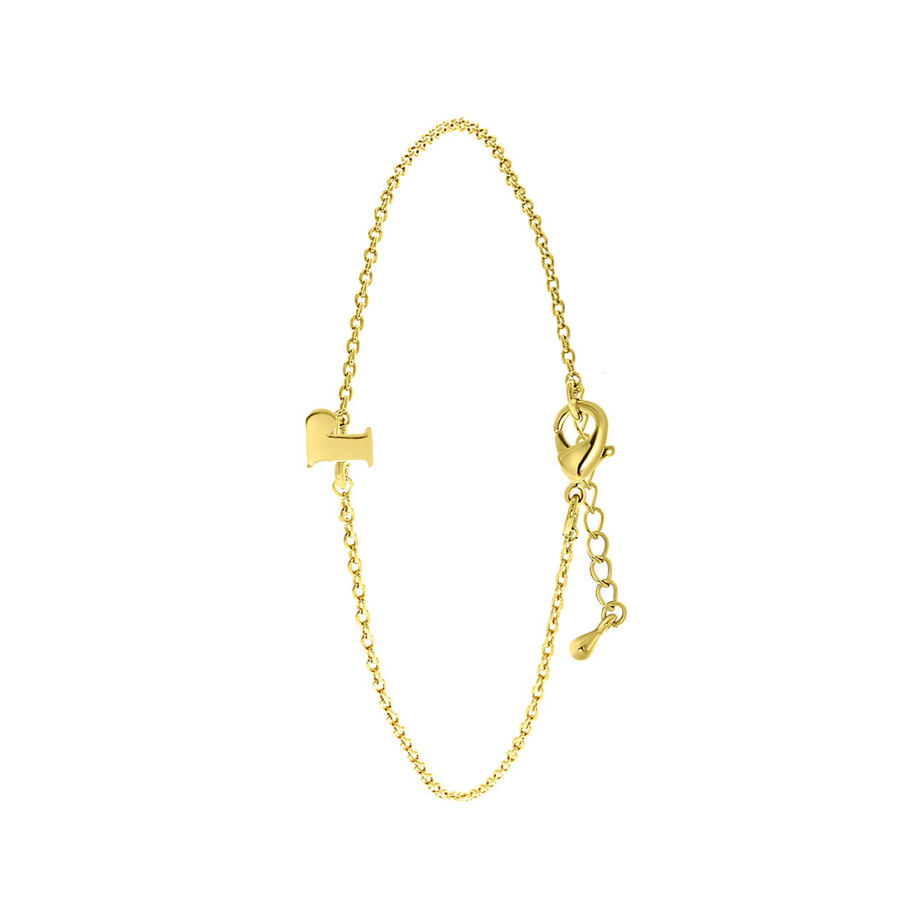 Stainless steel goldplated fantasiearmband met letterhanger voor dames