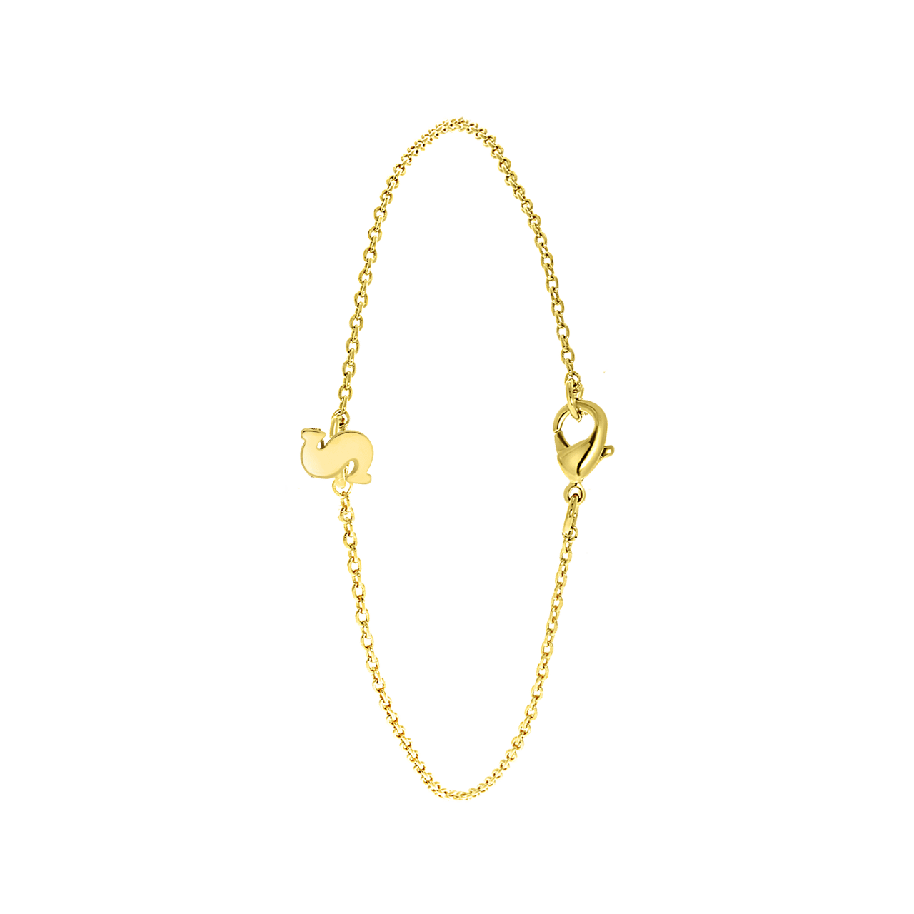 Stainless steel goldplated fantasiearmband met letterhanger voor dames