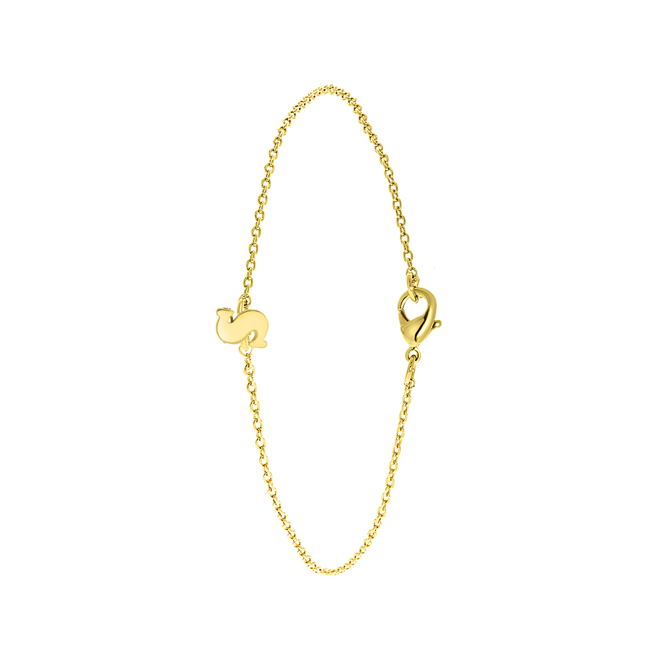 Stalen armband goldplated met letter