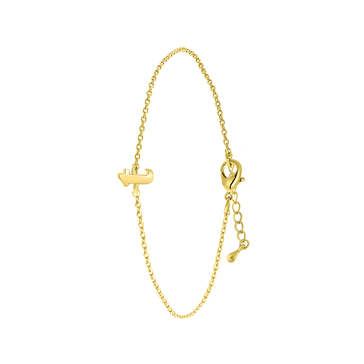 Stainless steel goldplated fantasiearmband met letterhanger voor dames
