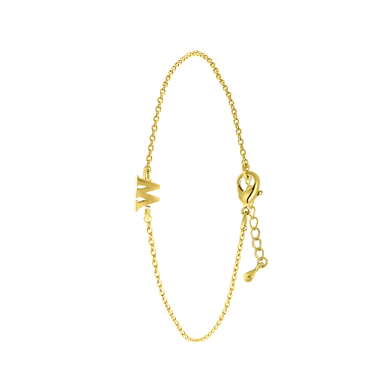 Stalen goldplated fantasiearmband met letterhanger voor dames