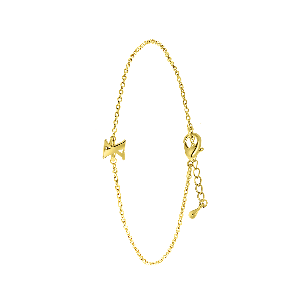 Stalen goldplated armband met letter