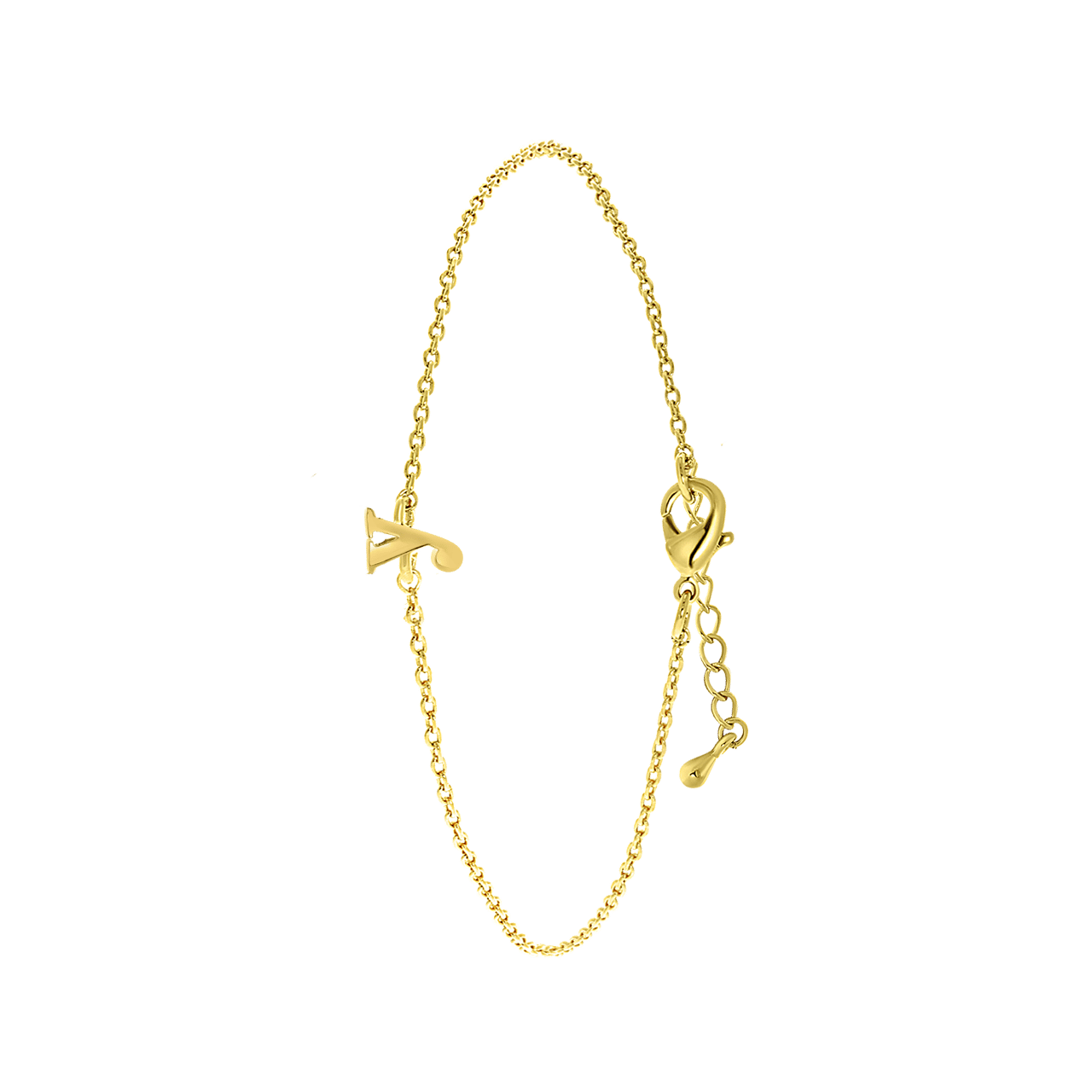 Stainless steel goldplated fantasiearmband met letterhanger voor dames