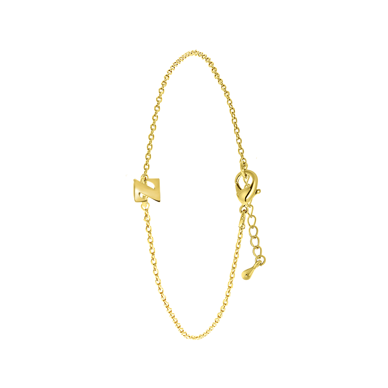 Stainless steel goldplated fantasiearmband met letterhanger voor dames