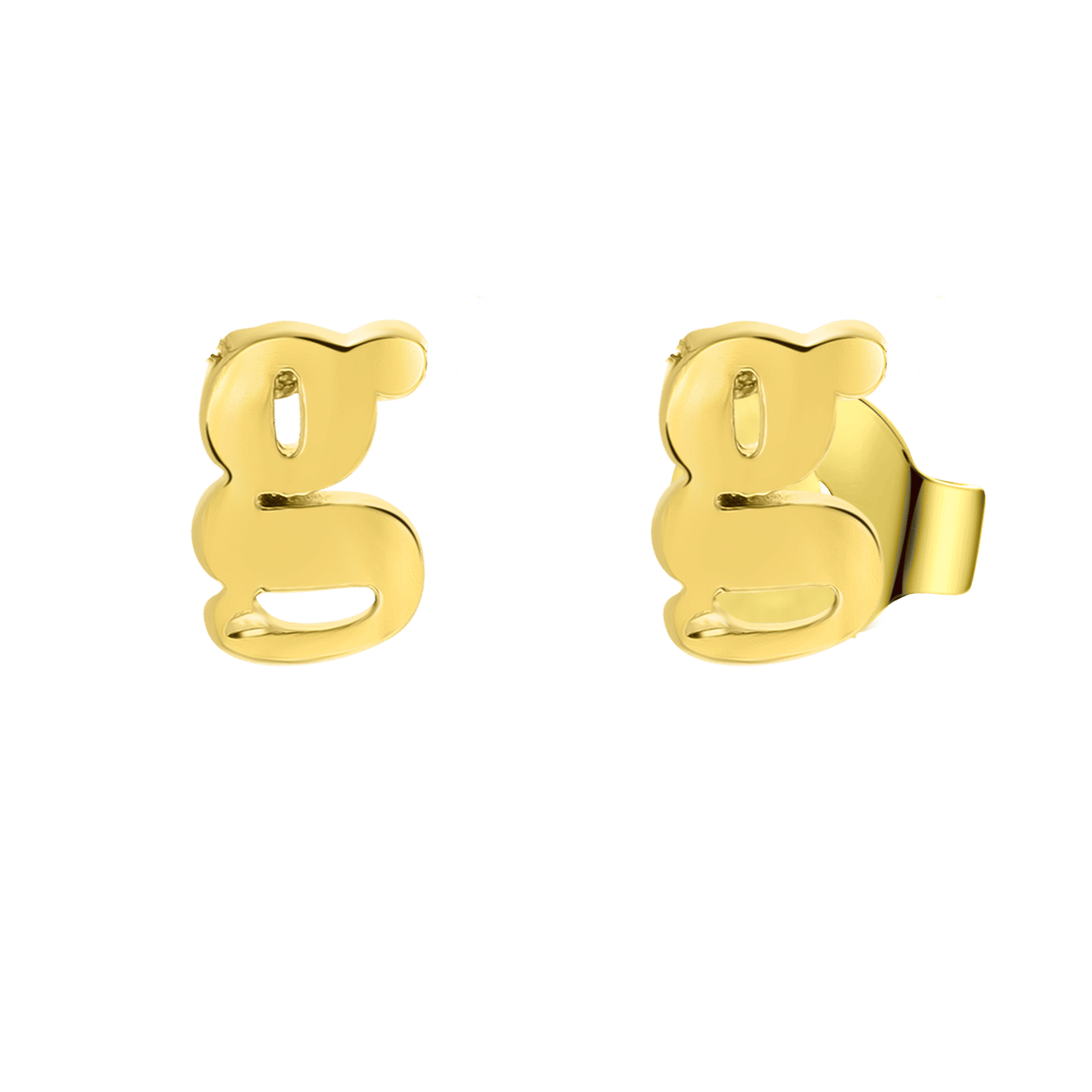 Stainless steel oorknoppen goldplated letter voor dames