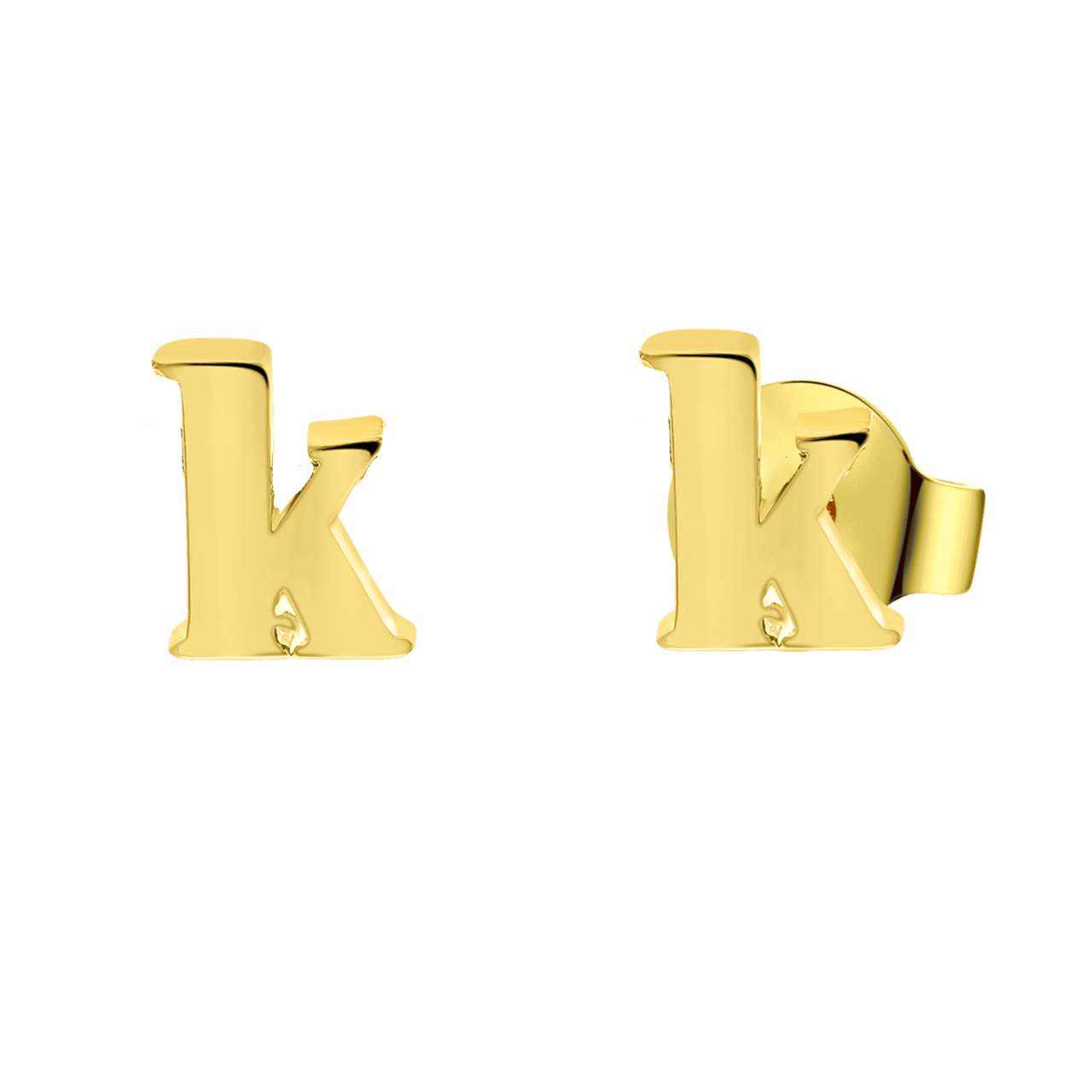 Stainless steel oorknoppen goldplated letter voor dames