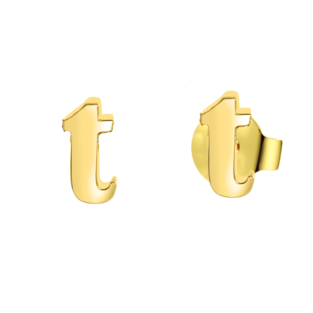 Stainless steel oorknoppen goldplated letter voor dames