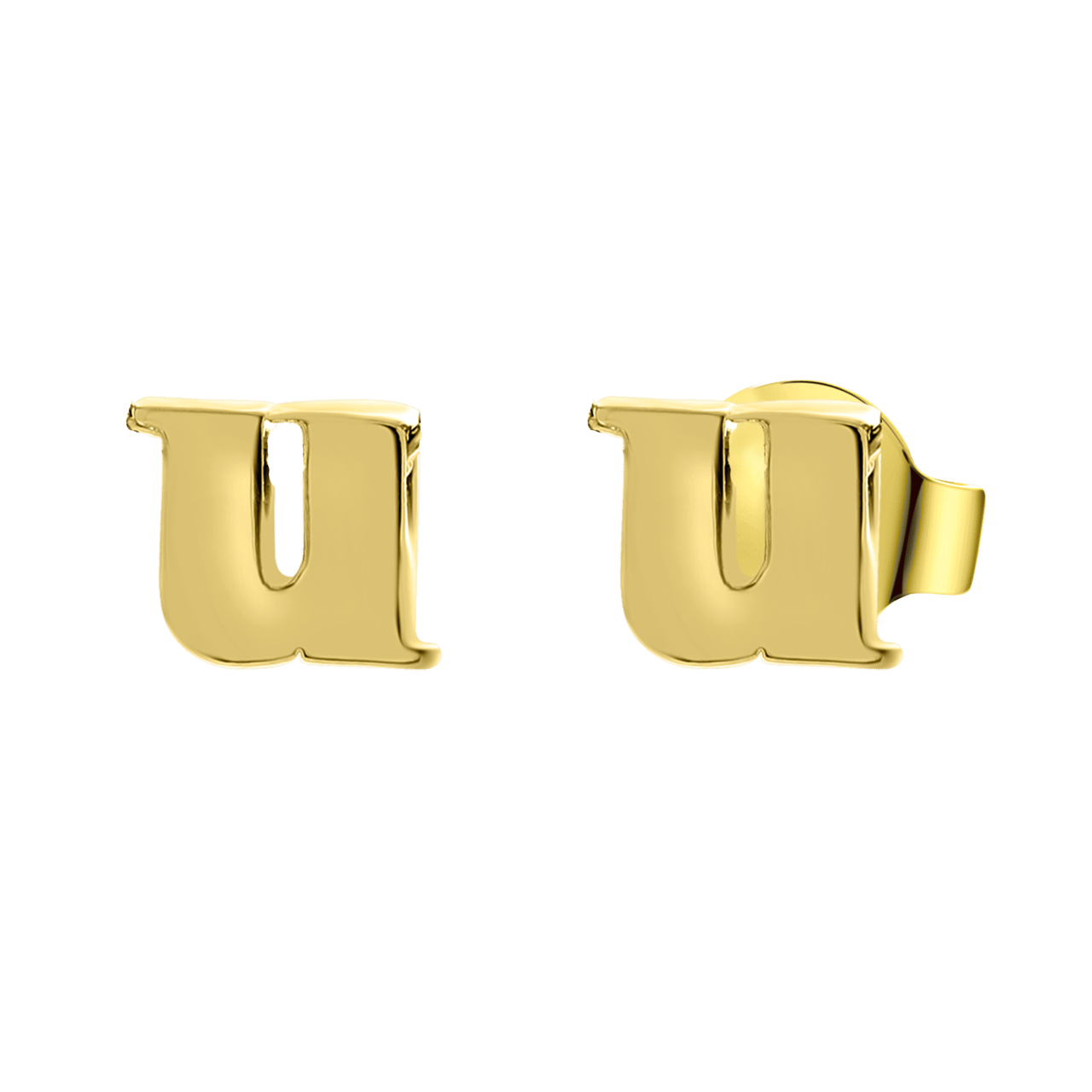 Stainless steel goldplated oorknoppen letter voor dames