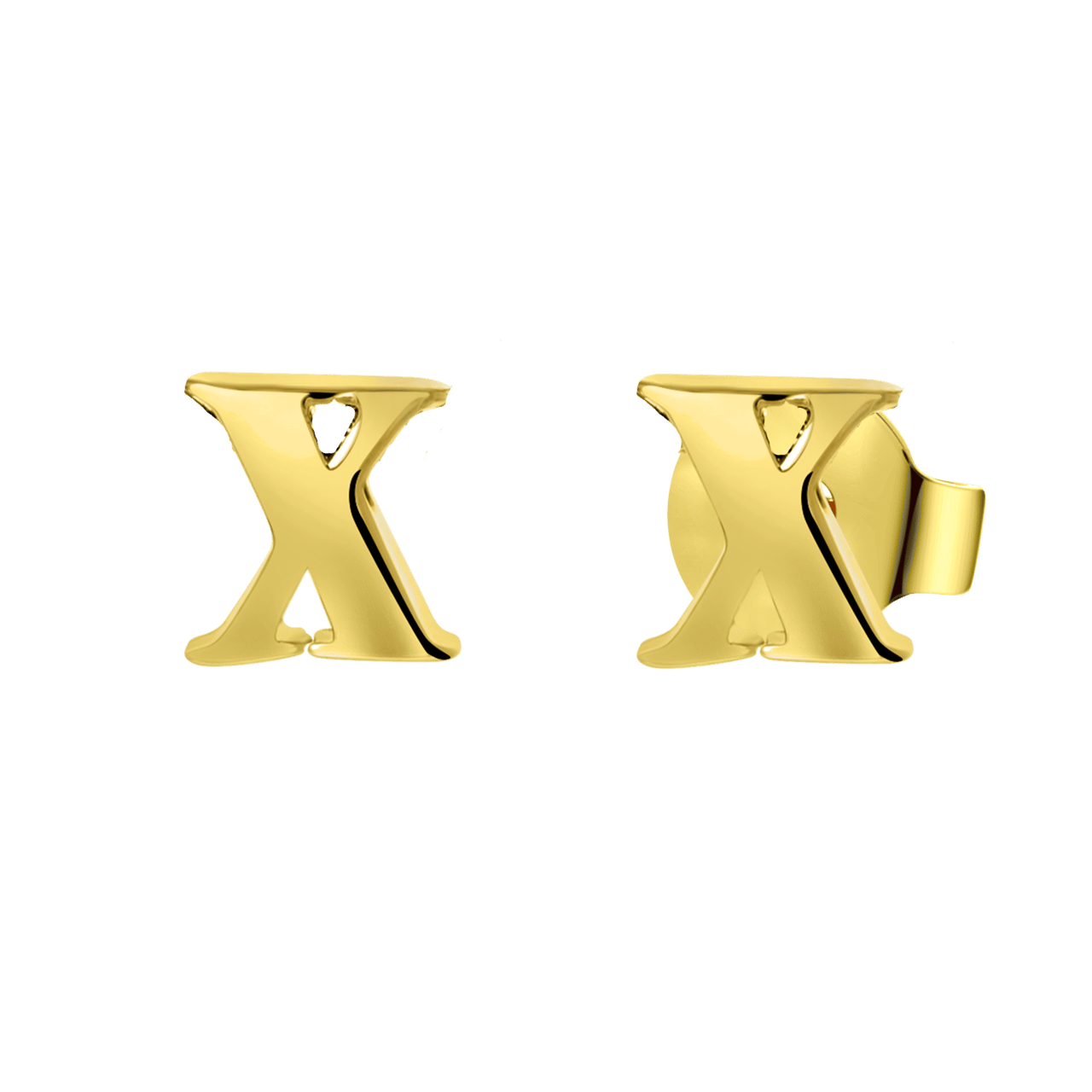 Stainless steel oorknoppen goldplated letter voor dames