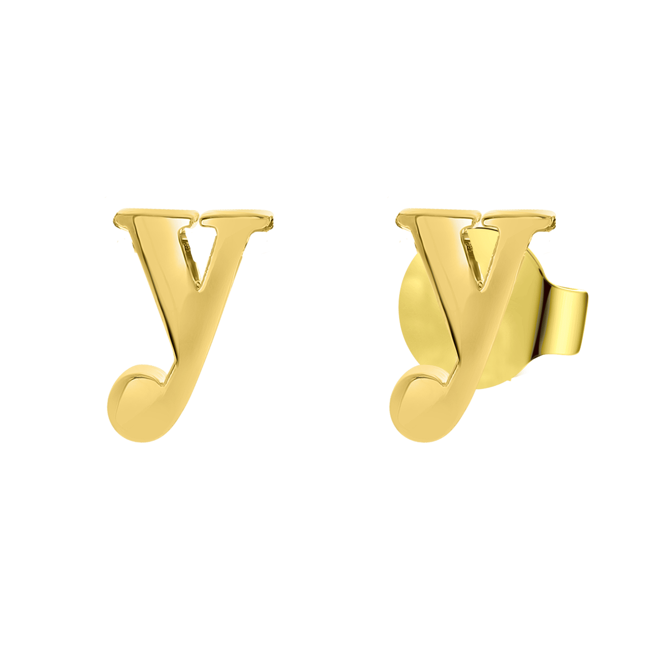 Stainless steel oorknoppen goldplated letter voor dames
