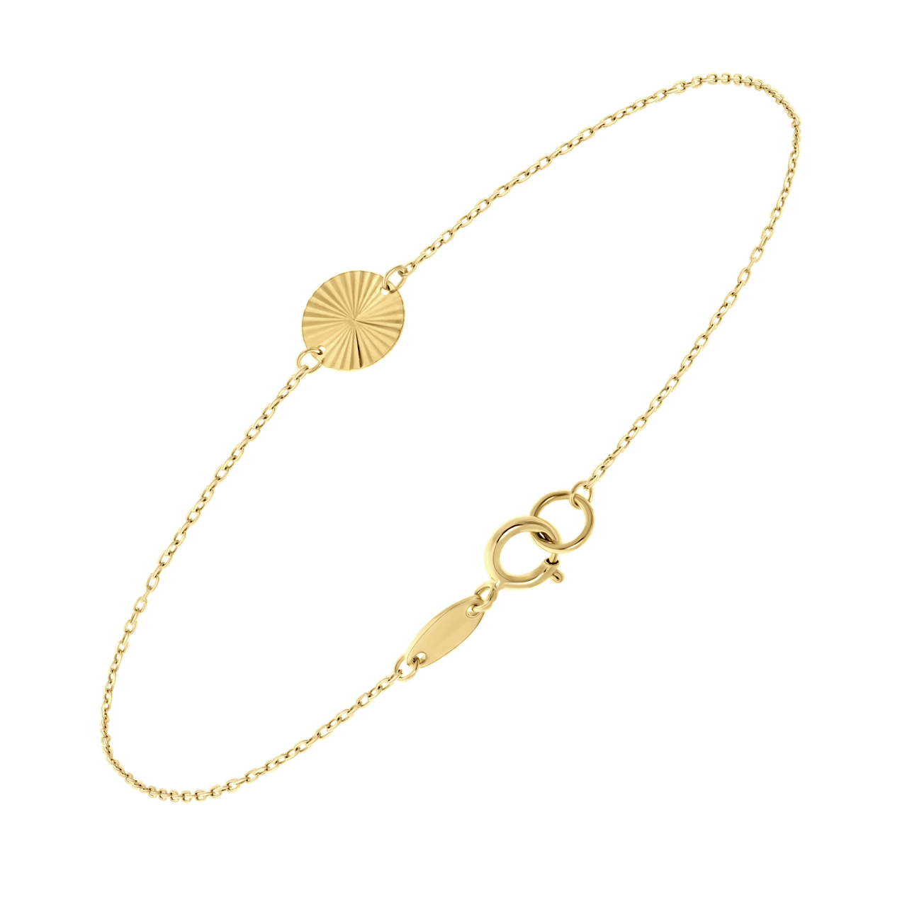14 Karaat geelgouden armband met hanger disc