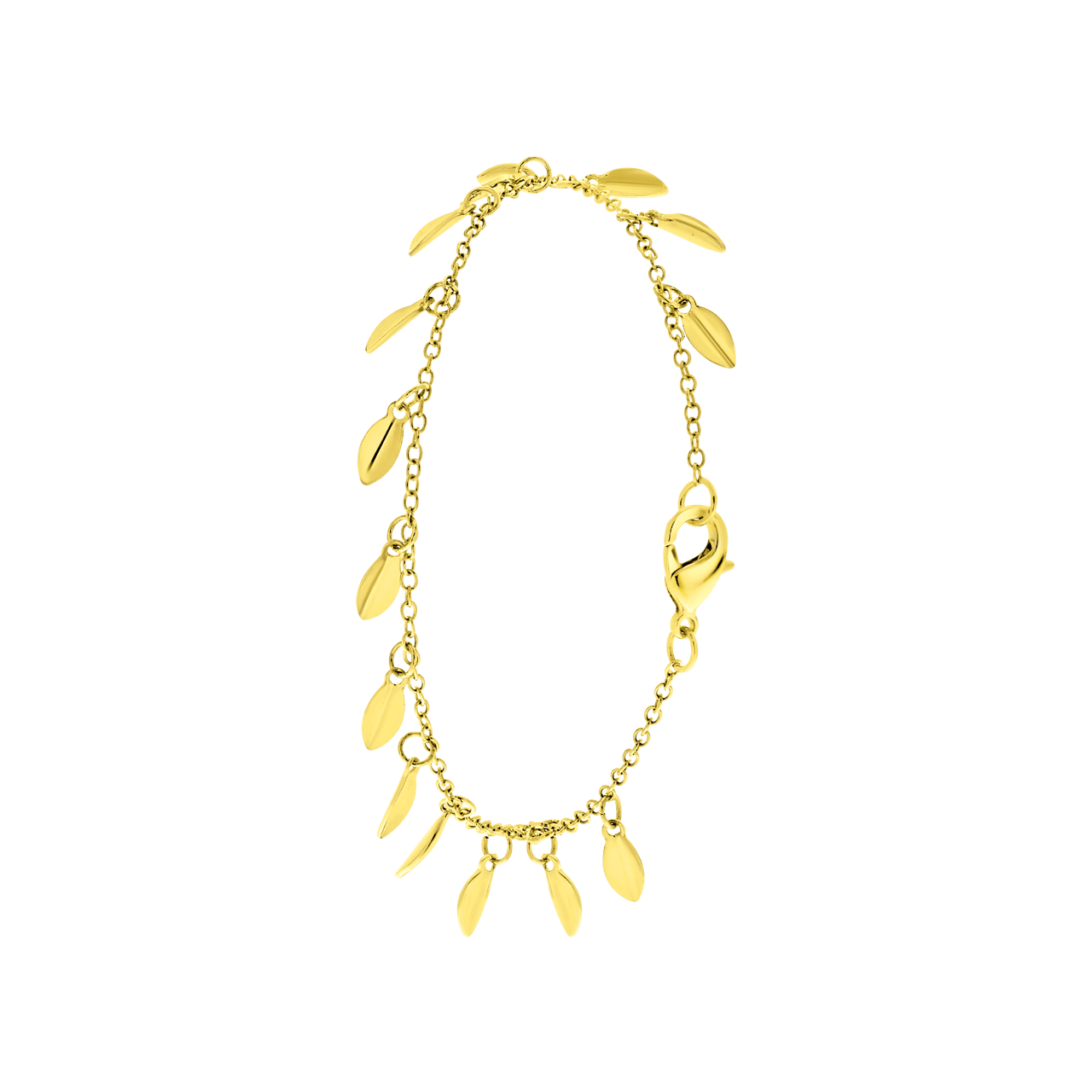 Goudkleurig enkelbandje met blaadjes