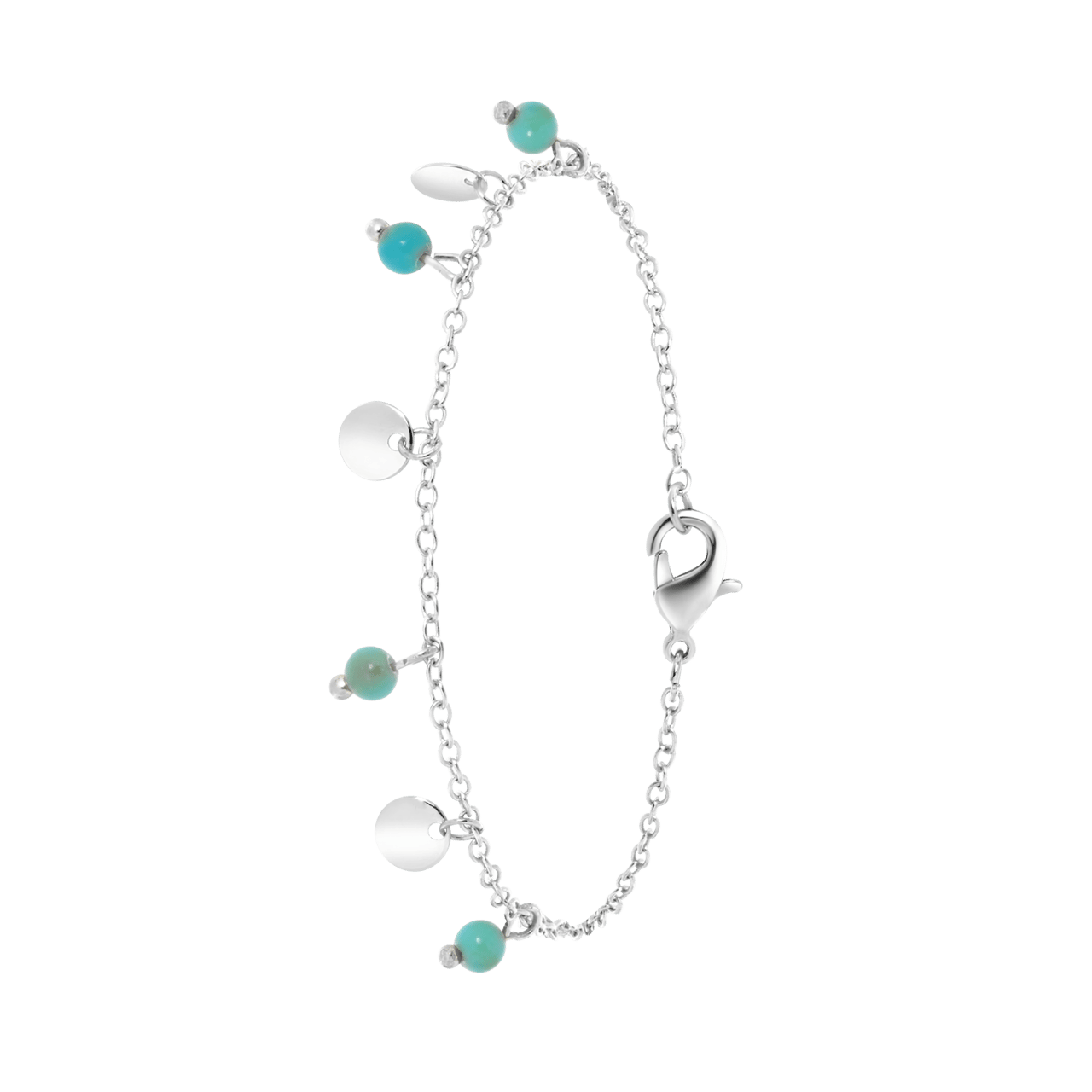 Zilverkleurig enkelbandje met kralen