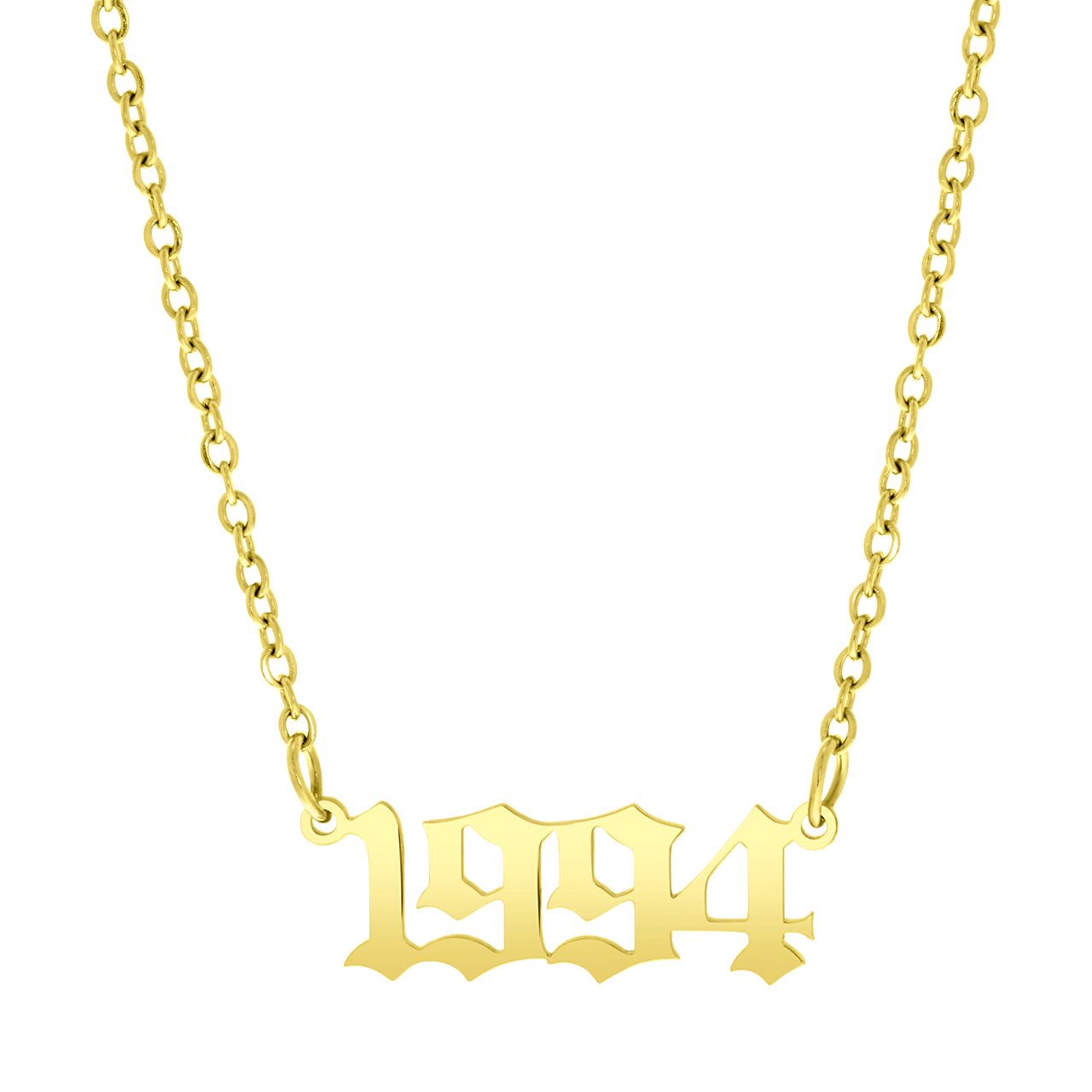 Stainless steel ketting goldplated jaartal old english voor dames