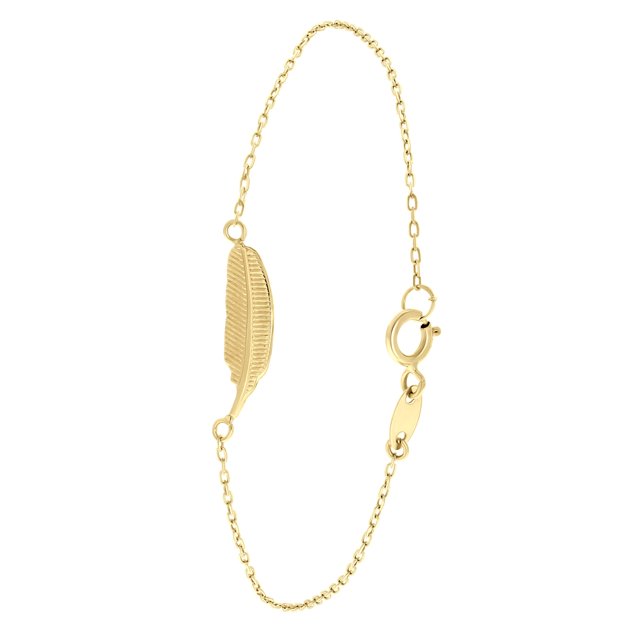 14 karaat geelgouden armband met veer