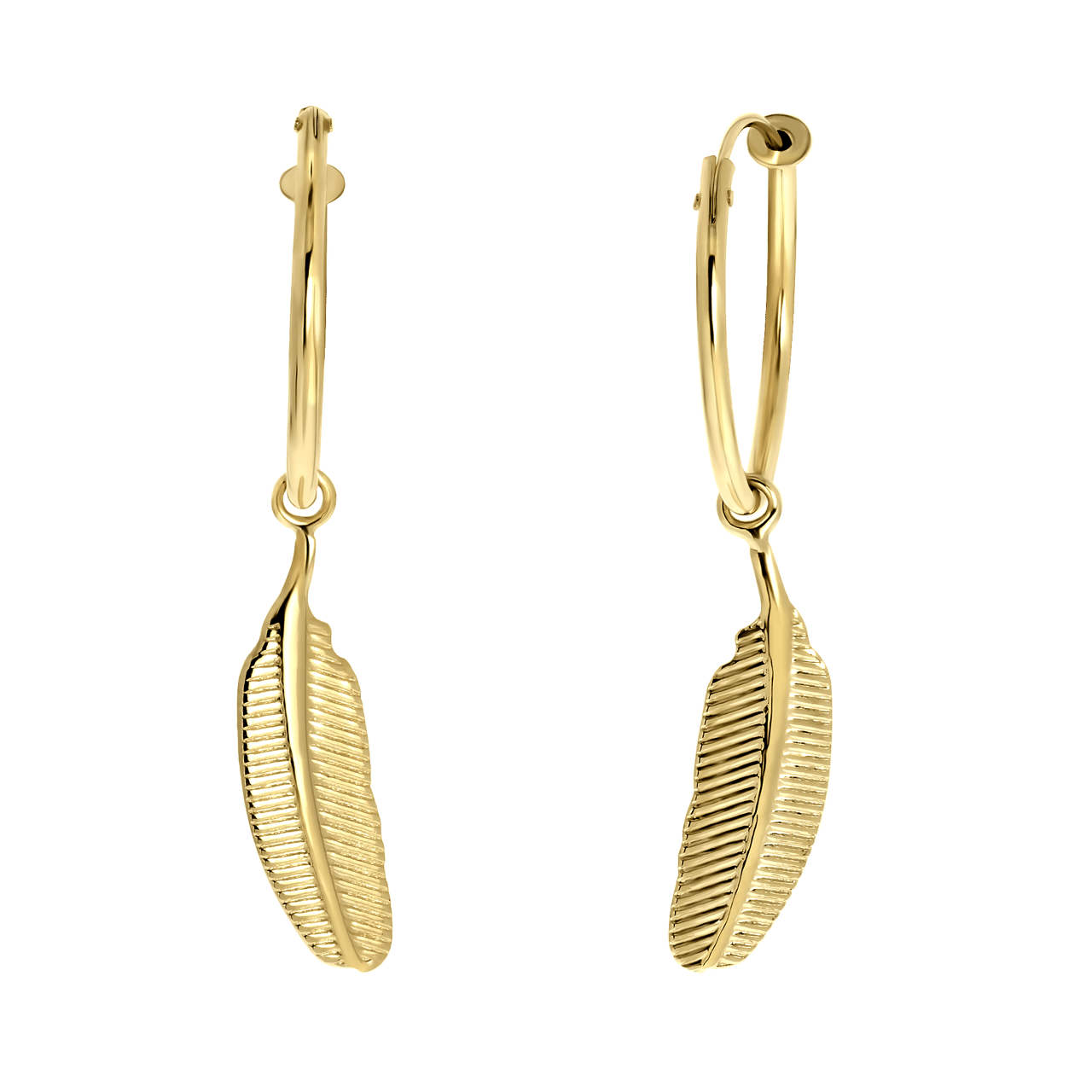 Ohrringe, 585 Gelbgold, mit Feder