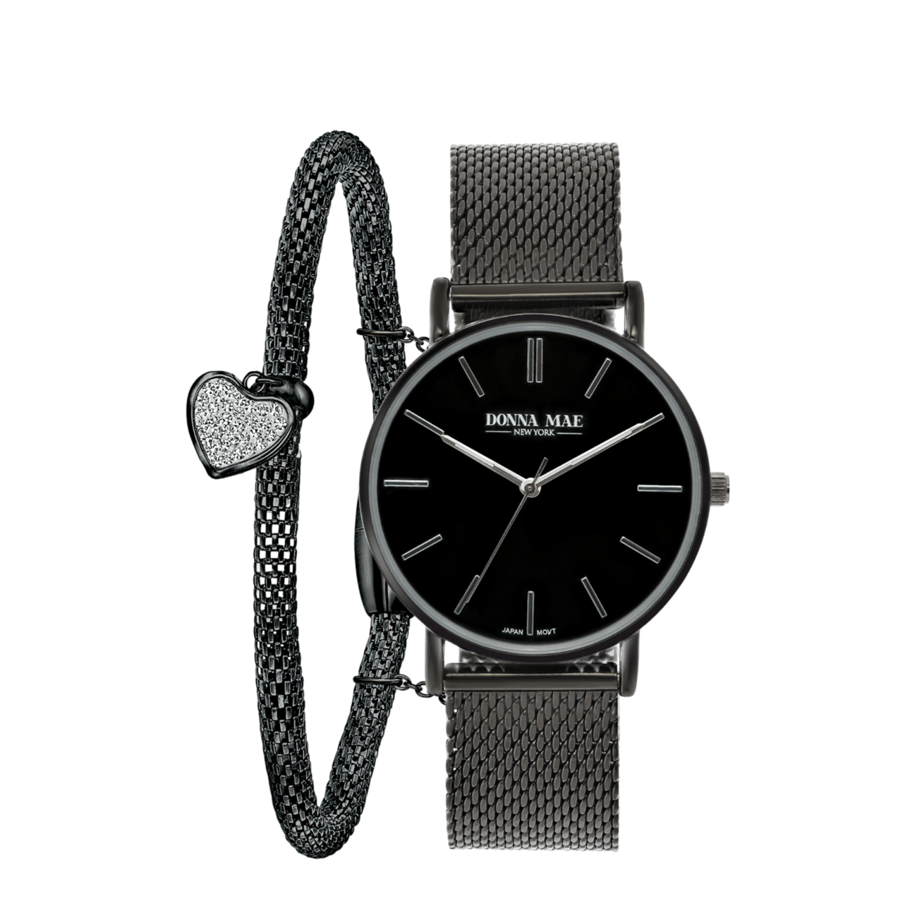 Stalen blackplated set met horloge