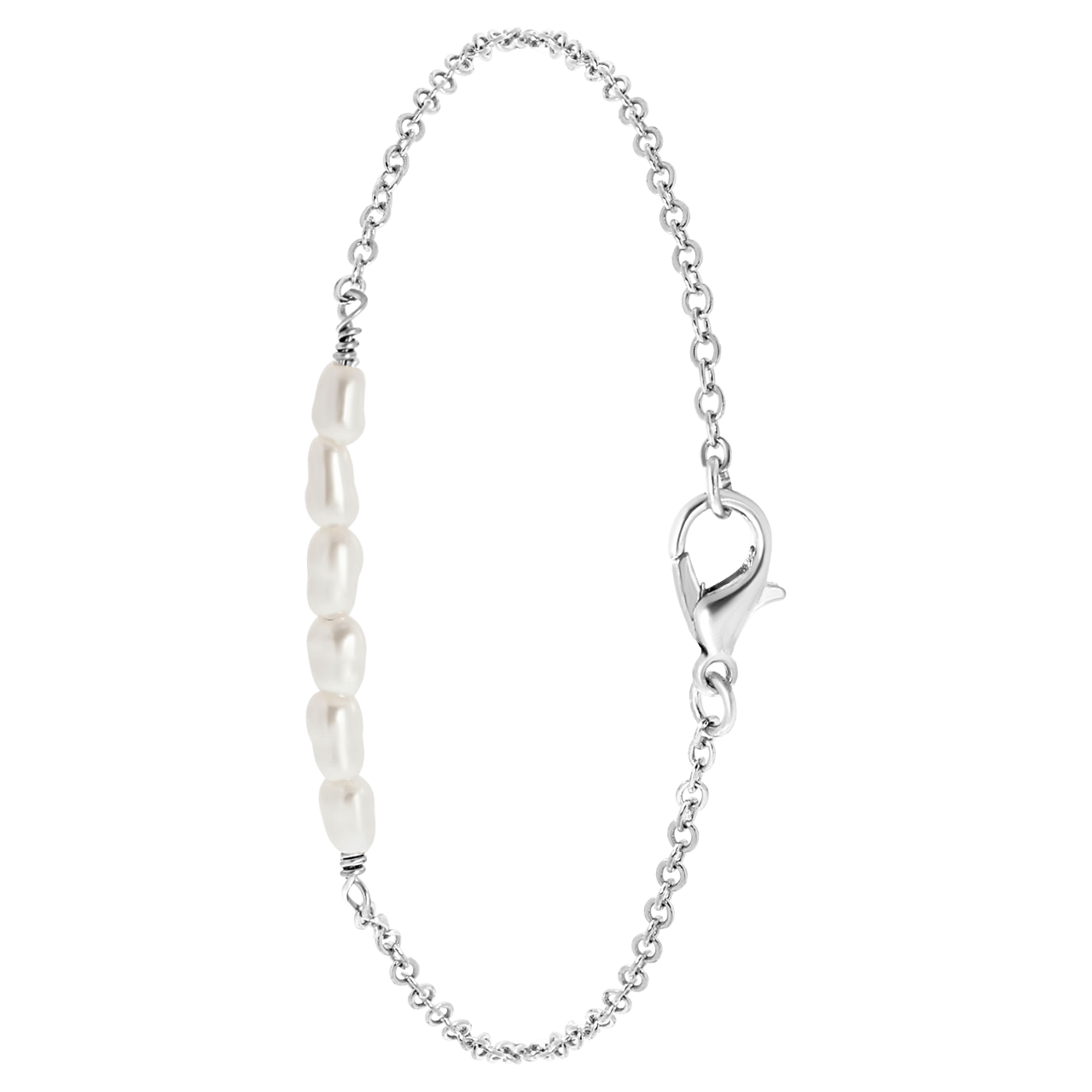 Zilverkleurige byoux armband met parels