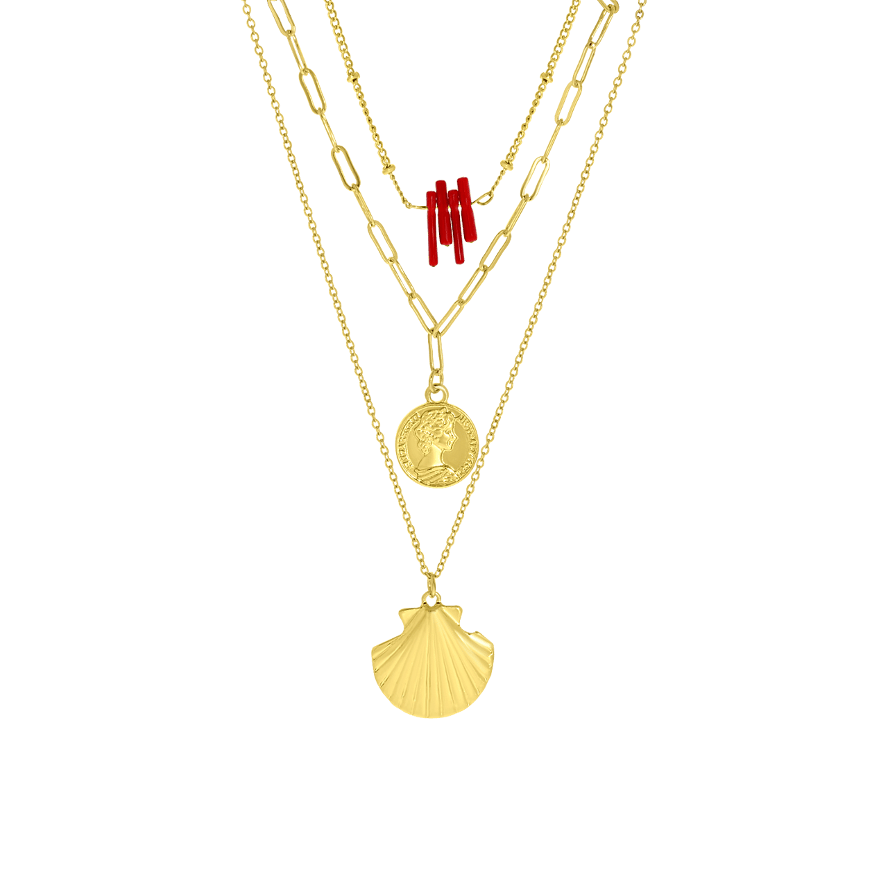 Goldfarbene Byoux-Ketten mit Muscheln