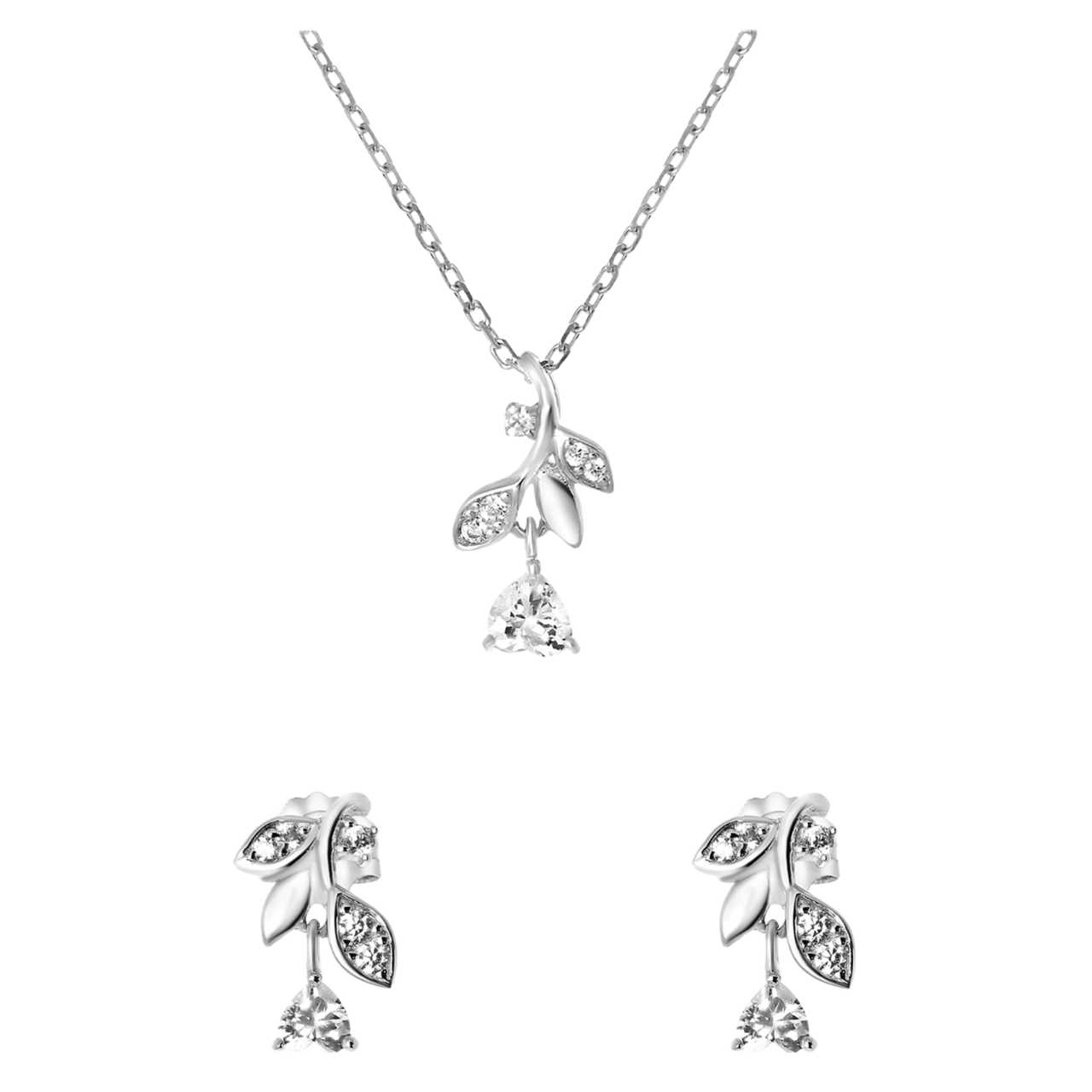 Schmuckset, 925 Silber, Rose mit Zirkonia