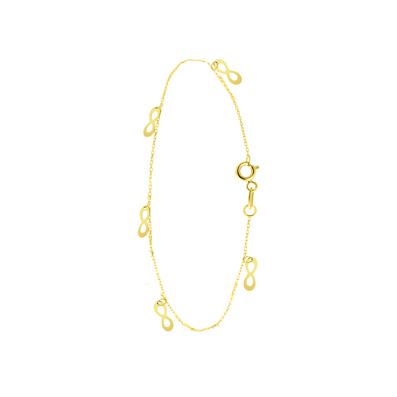 9 Karaat enkelband met infinity bedels