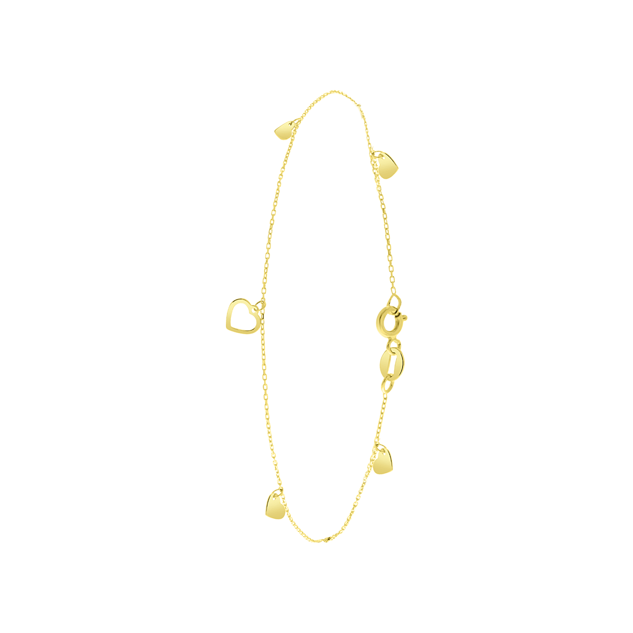 Fußkettchen, 375 Gold, mit Herzanhängern