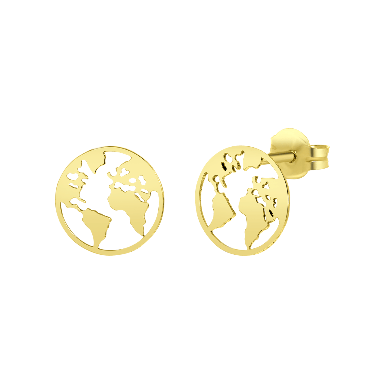 Ohrringe, 375 Gold, Weltkarte