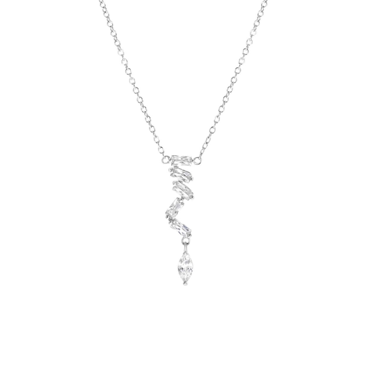 Zilveren ketting met hanger baguette