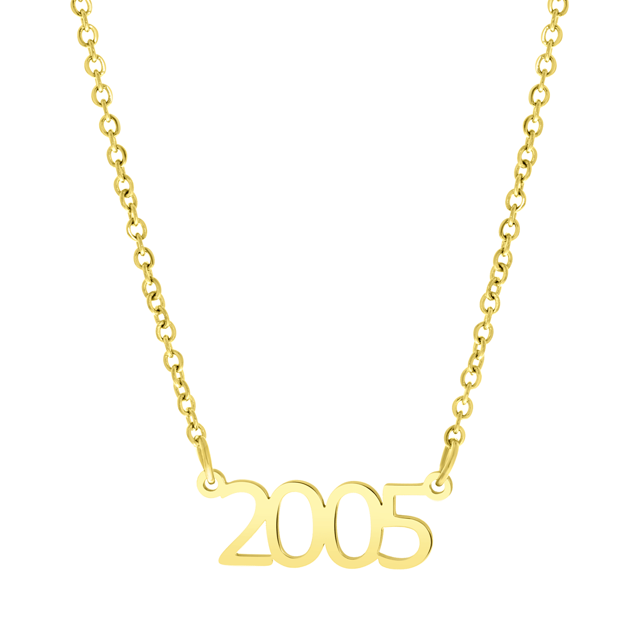 Stainless steel ketting goldplated jaartal voor dames