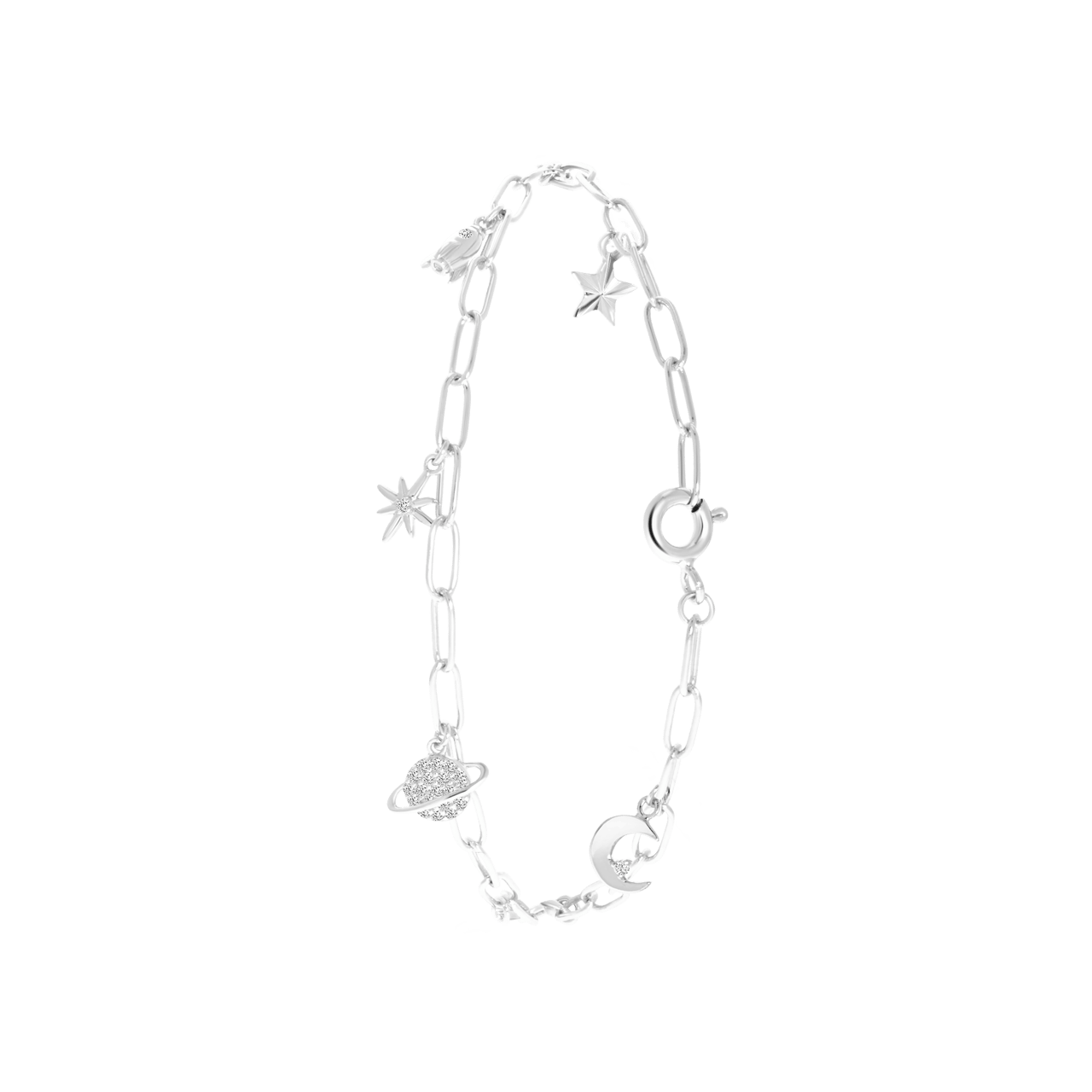 Zilveren bedelarmband space
