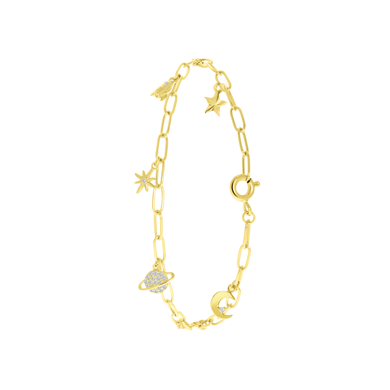Zilveren goldplated bedelarmband space