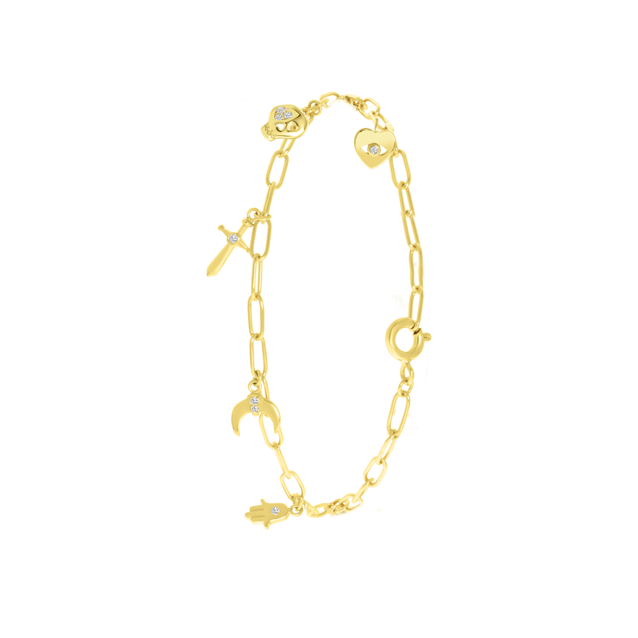 Zilveren goldplated bedelarmband symbols
