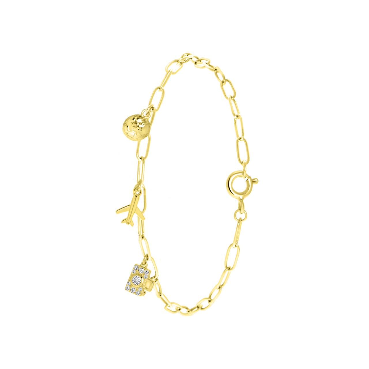 Zilveren goldplated bedelarmband travel