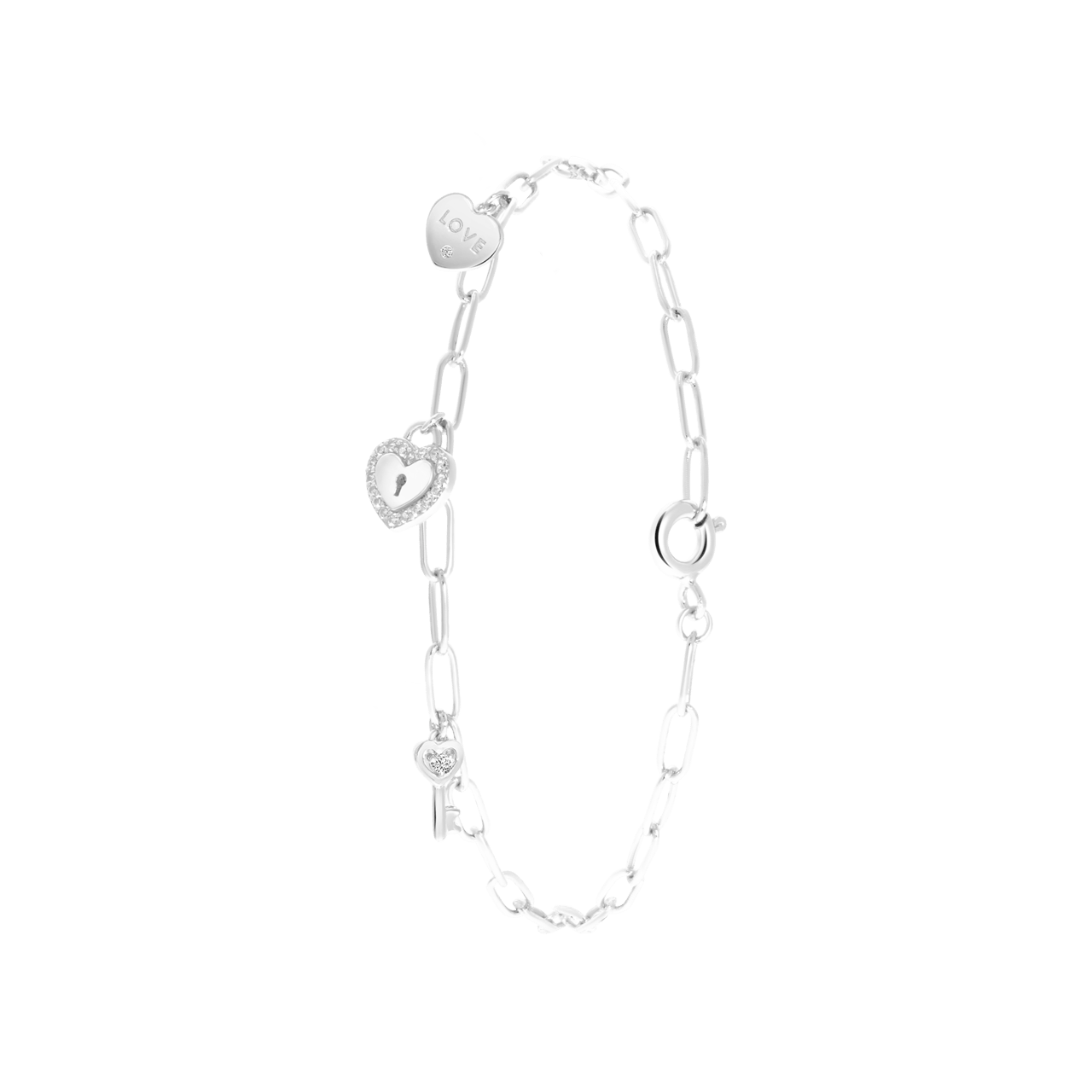 Armband mit Anhänger, 925 Silber, Key