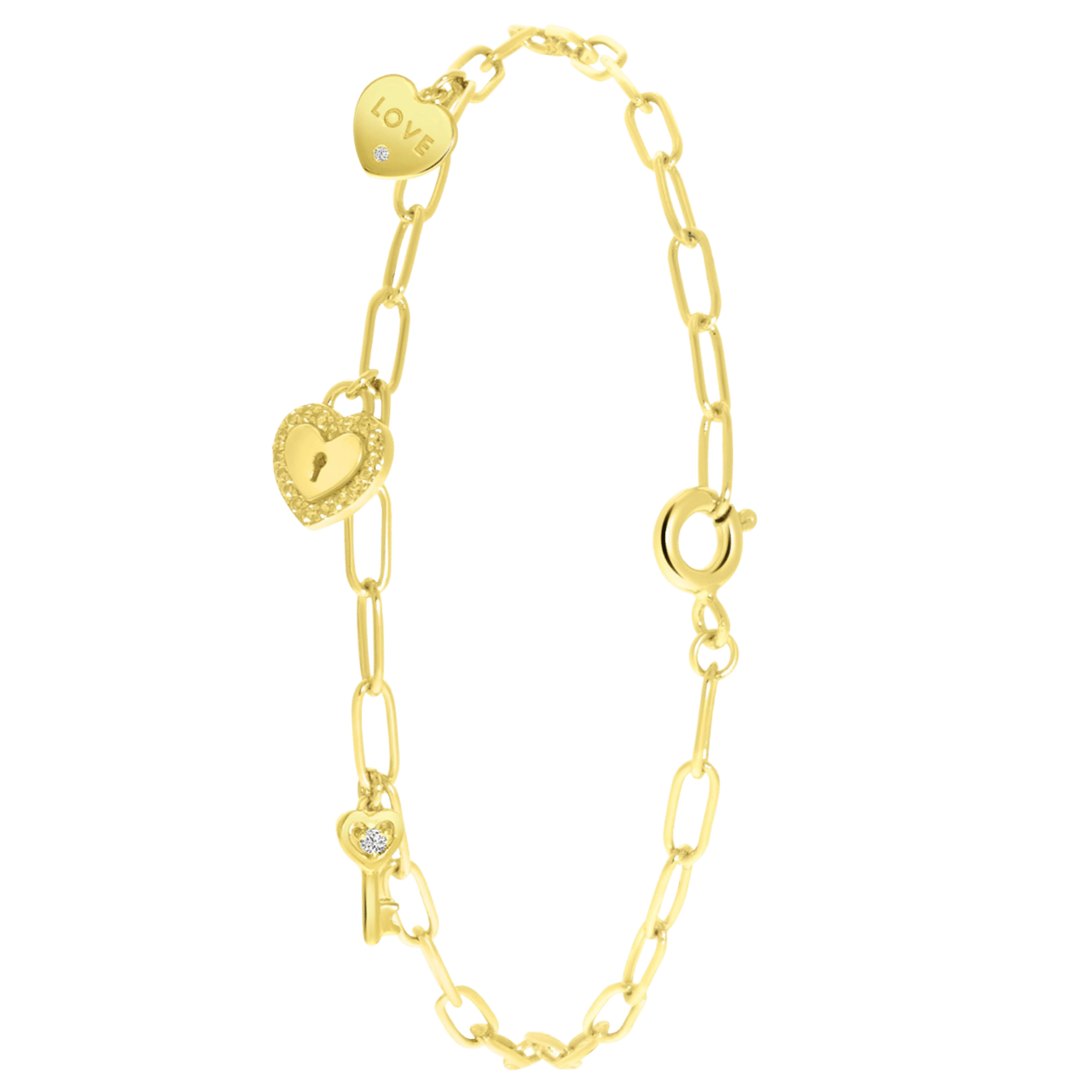 Zilveren goldplated bedelarmband key