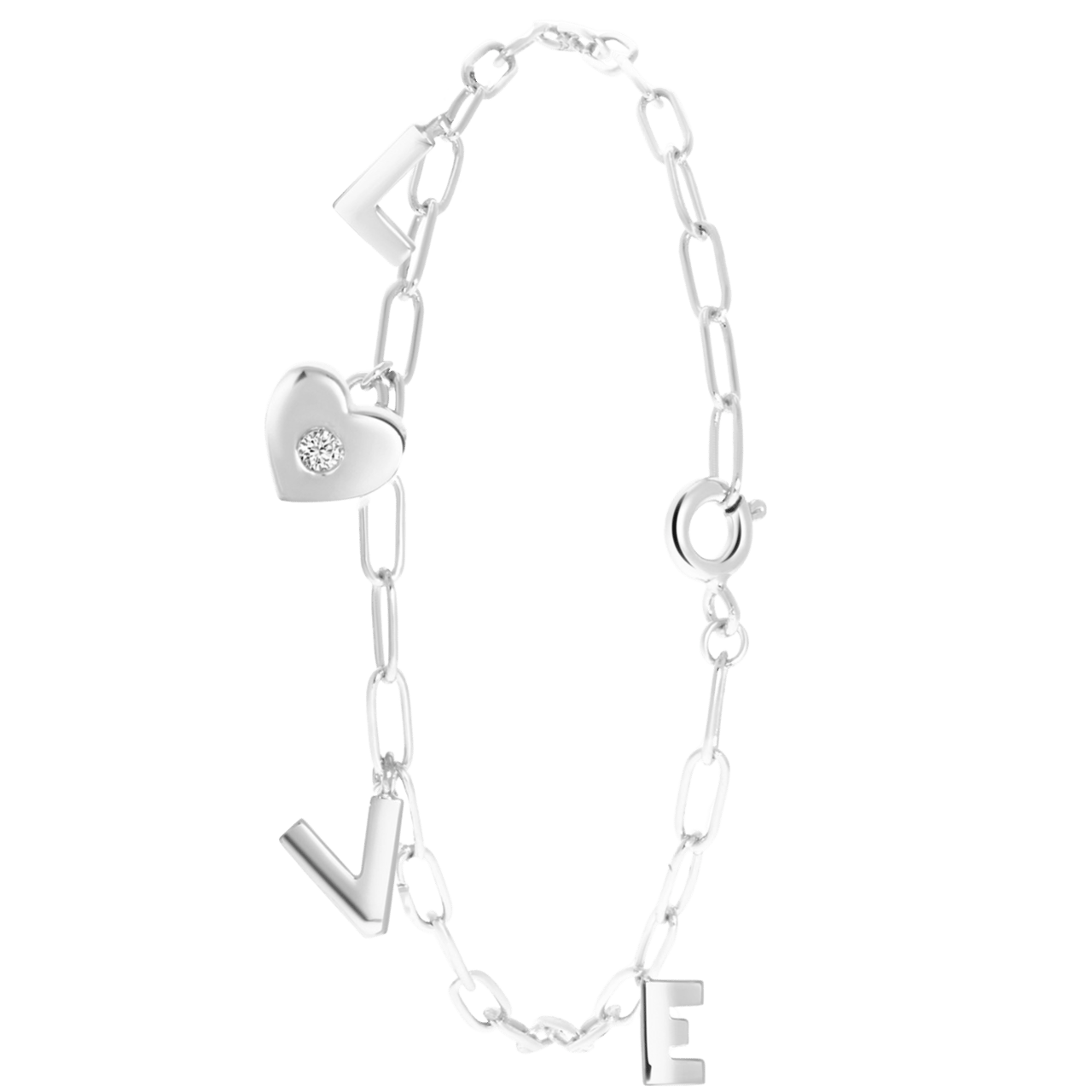 Armband mit Anhänger, 925 Silber, Love