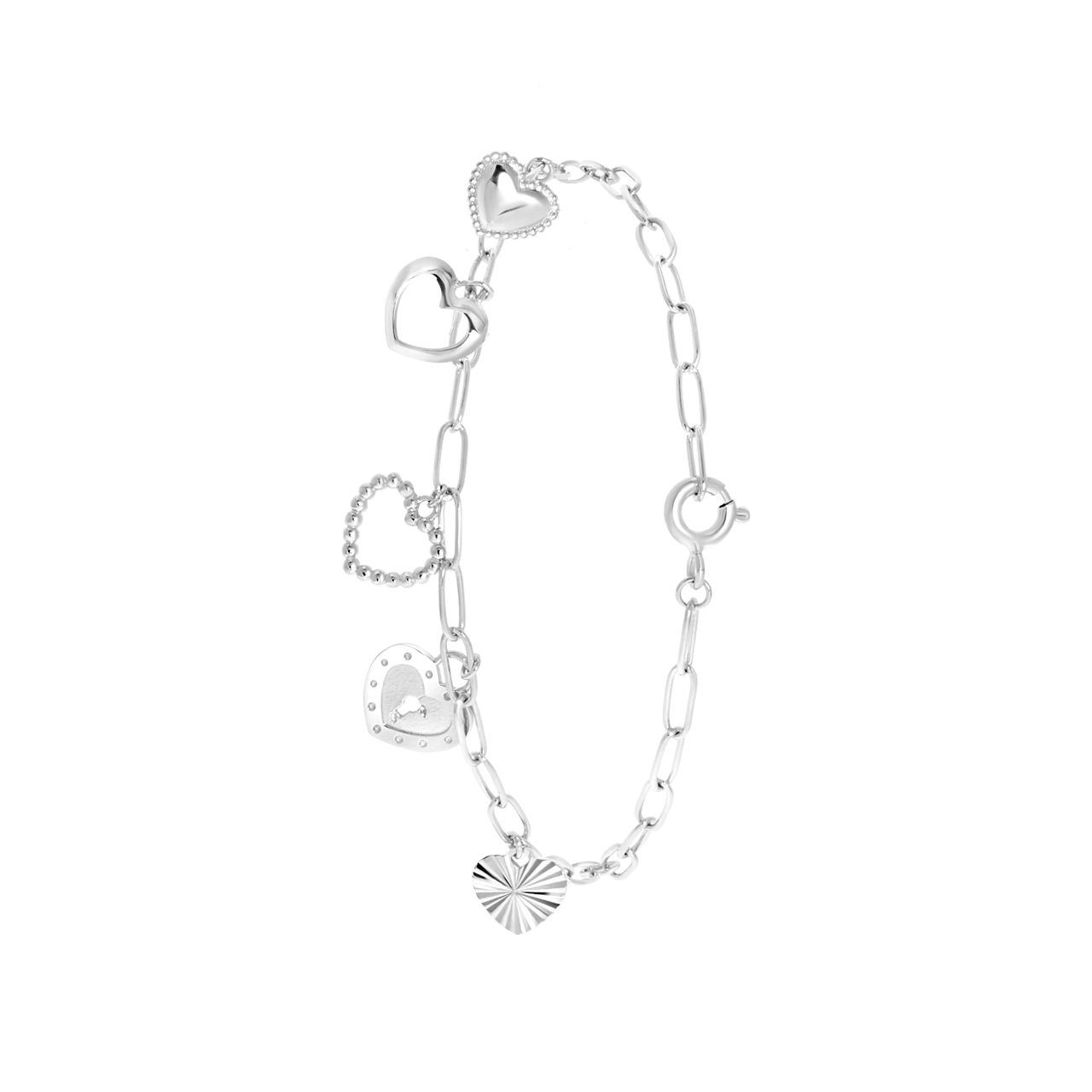Zilveren bedelarmband harten
