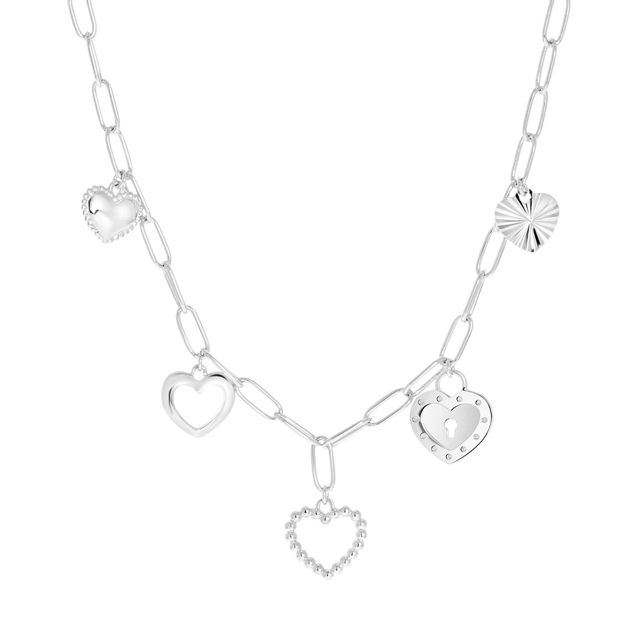 Zilveren ketting bedels harten